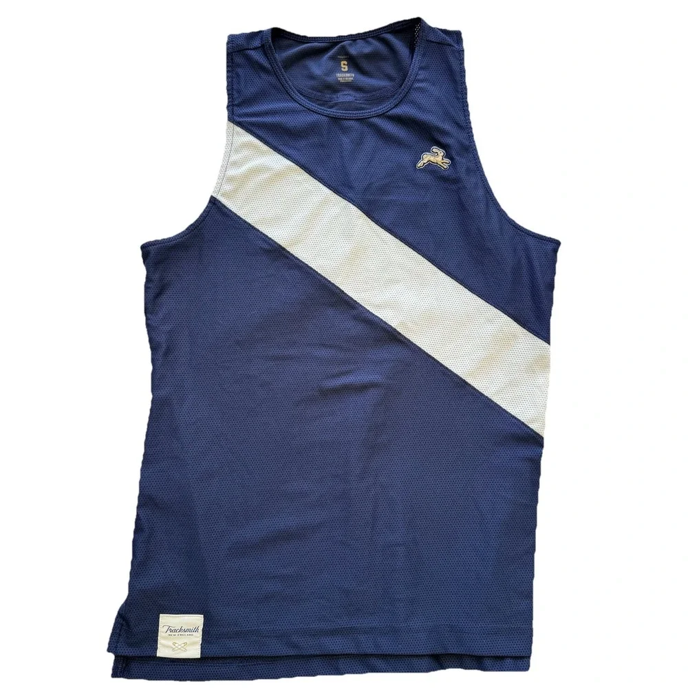 TRACKSMITH Van Cortlandt Race Day Singlet Navy White Women's Small Running Tank - Picture 4 of 13